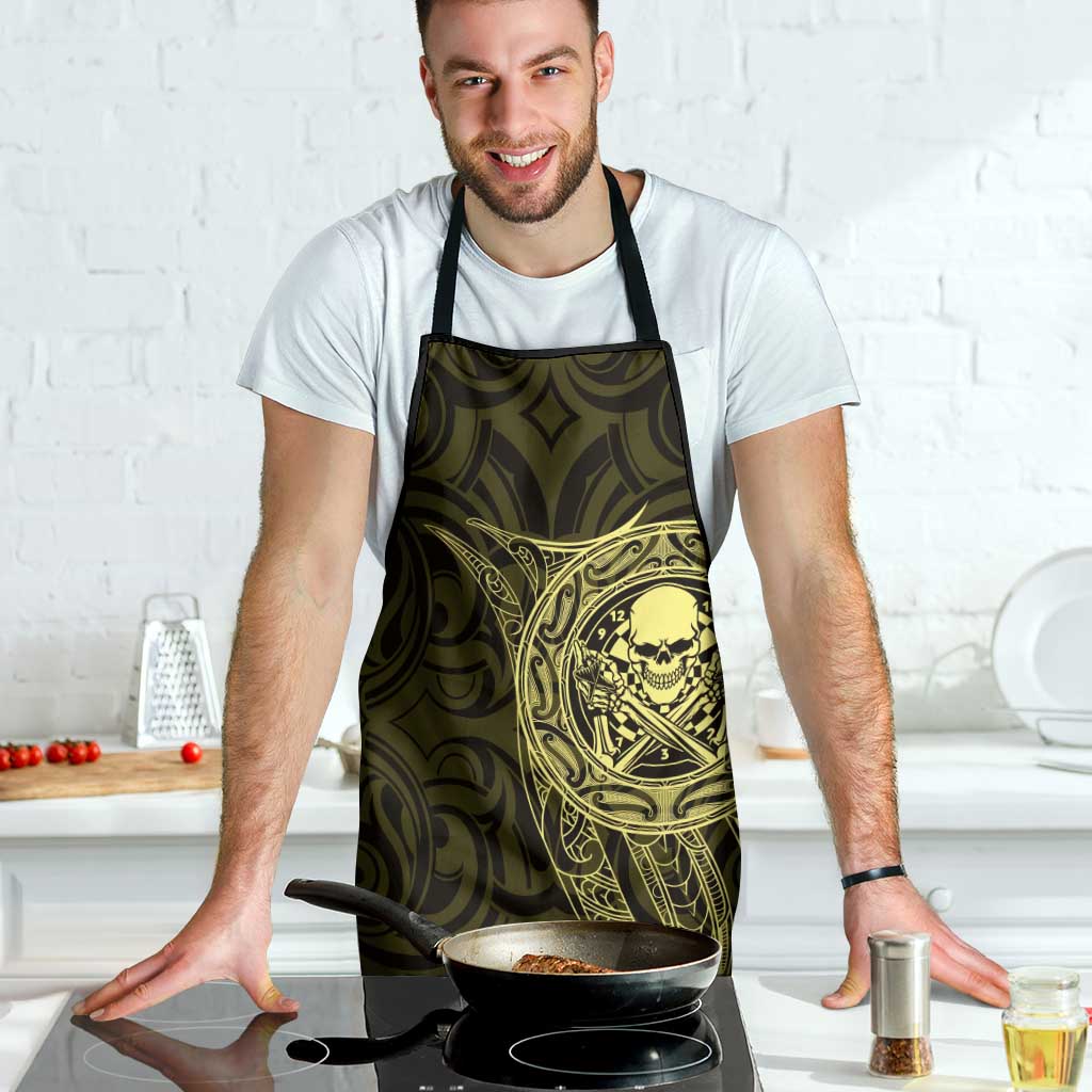 New Zealand Skull Darts Apron Aotearoa Maori Chest Tattoo Stylized Gold - Aussie Hoodie