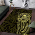 New Zealand Skull Darts Area Rug Aotearoa Maori Chest Tattoo Stylized Gold - Aussie Hoodie