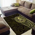New Zealand Skull Darts Area Rug Aotearoa Maori Chest Tattoo Stylized Gold - Aussie Hoodie