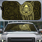 New Zealand Skull Darts Auto Sun Shade Aotearoa Maori Chest Tattoo Stylized Gold - Aussie Hoodie