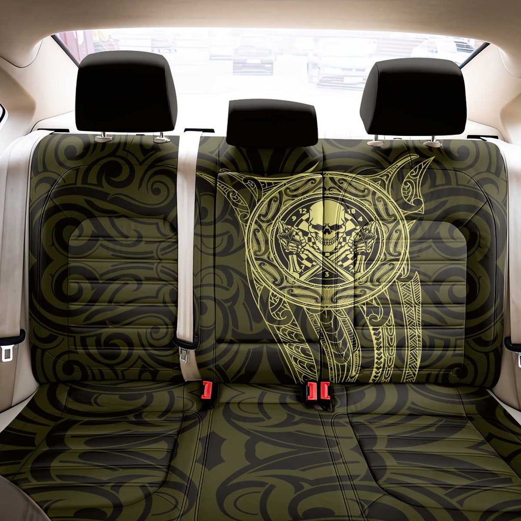 New Zealand Skull Darts Back Car Seat Cover Aotearoa Maori Chest Tattoo Stylized Gold - Aussie Hoodie