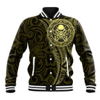 New Zealand Skull Darts Baseball Jacket Aotearoa Maori Chest Tattoo Stylized Gold - Aussie Hoodie
