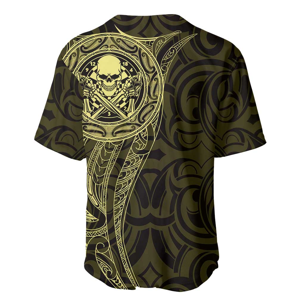 New Zealand Skull Darts Baseball Jersey Aotearoa Maori Chest Tattoo Stylized Gold - Aussie Hoodie