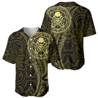 New Zealand Skull Darts Baseball Jersey Aotearoa Maori Chest Tattoo Stylized Gold - Aussie Hoodie