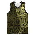 New Zealand Skull Darts Basketball Jersey Aotearoa Maori Chest Tattoo Stylized Gold - Aussie Hoodie