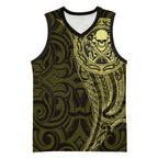 New Zealand Skull Darts Basketball Jersey Aotearoa Maori Chest Tattoo Stylized Gold - Aussie Hoodie