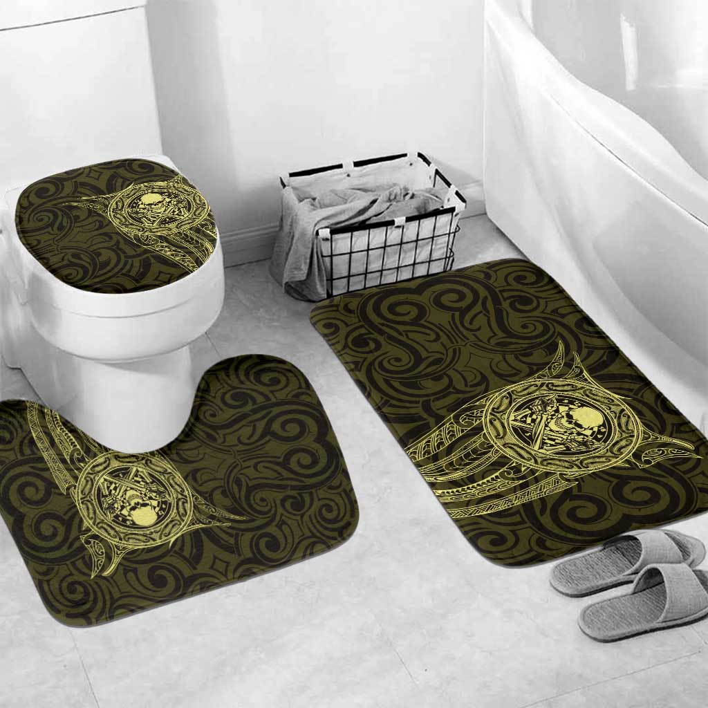 New Zealand Skull Darts Bathroom Set Aotearoa Maori Chest Tattoo Stylized Gold - Aussie Hoodie
