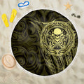 New Zealand Skull Darts Beach Blanket Aotearoa Maori Chest Tattoo Stylized Gold - Aussie Hoodie