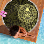 New Zealand Skull Darts Beach Blanket Aotearoa Maori Chest Tattoo Stylized Gold - Aussie Hoodie