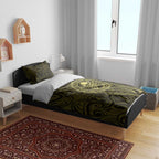 New Zealand Skull Darts Bedding Set Aotearoa Maori Chest Tattoo Stylized Gold - Aussie Hoodie