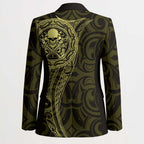 New Zealand Skull Darts Blazer Aotearoa Maori Chest Tattoo Stylized Gold - Aussie Hoodie