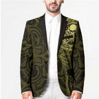 New Zealand Skull Darts Blazer Aotearoa Maori Chest Tattoo Stylized Gold - Aussie Hoodie