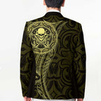 New Zealand Skull Darts Blazer Aotearoa Maori Chest Tattoo Stylized Gold - Aussie Hoodie