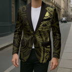 New Zealand Skull Darts Blazer Aotearoa Maori Chest Tattoo Stylized Gold - Aussie Hoodie