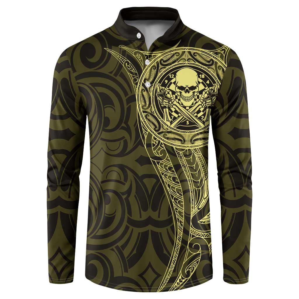 New Zealand Skull Darts Button Sweatshirt Aotearoa Maori Chest Tattoo Stylized Gold - Aussie Hoodie