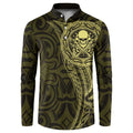 New Zealand Skull Darts Button Sweatshirt Aotearoa Maori Chest Tattoo Stylized Gold - Aussie Hoodie