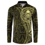 New Zealand Skull Darts Button Sweatshirt Aotearoa Maori Chest Tattoo Stylized Gold - Aussie Hoodie
