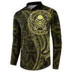 New Zealand Skull Darts Button Sweatshirt Aotearoa Maori Chest Tattoo Stylized Gold - Aussie Hoodie