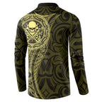 New Zealand Skull Darts Button Sweatshirt Aotearoa Maori Chest Tattoo Stylized Gold - Aussie Hoodie