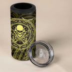 New Zealand Skull Darts 4 in 1 Can Cooler Tumbler Aotearoa Maori Chest Tattoo Stylized Gold - Aussie Hoodie