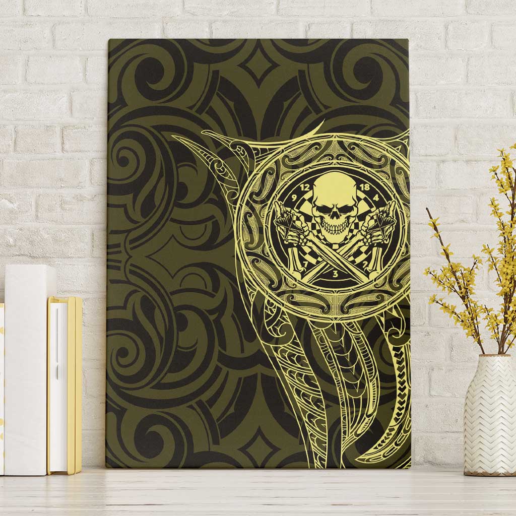 New Zealand Skull Darts Canvas Wall Art Aotearoa Maori Chest Tattoo Stylized Gold - Aussie Hoodie