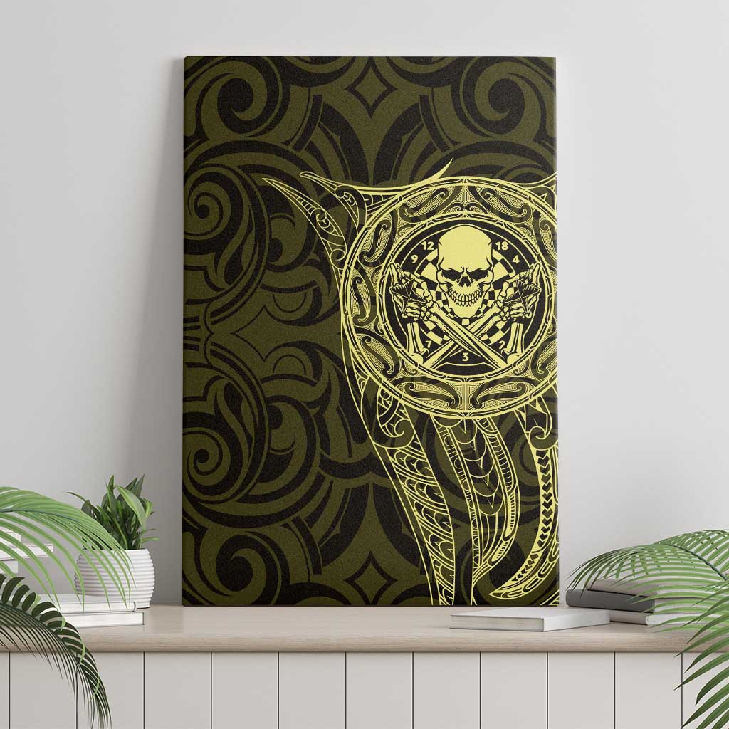 New Zealand Skull Darts Canvas Wall Art Aotearoa Maori Chest Tattoo Stylized Gold - Aussie Hoodie