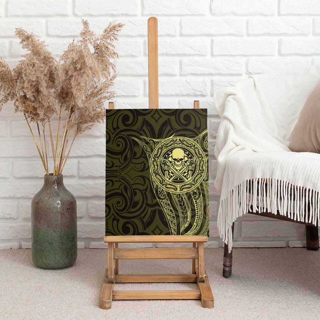 New Zealand Skull Darts Canvas Wall Art Aotearoa Maori Chest Tattoo Stylized Gold - Aussie Hoodie