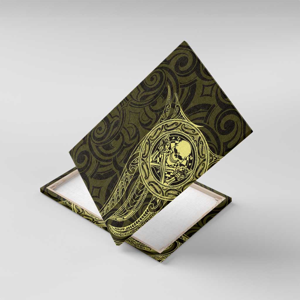 New Zealand Skull Darts Canvas Wall Art Aotearoa Maori Chest Tattoo Stylized Gold - Aussie Hoodie
