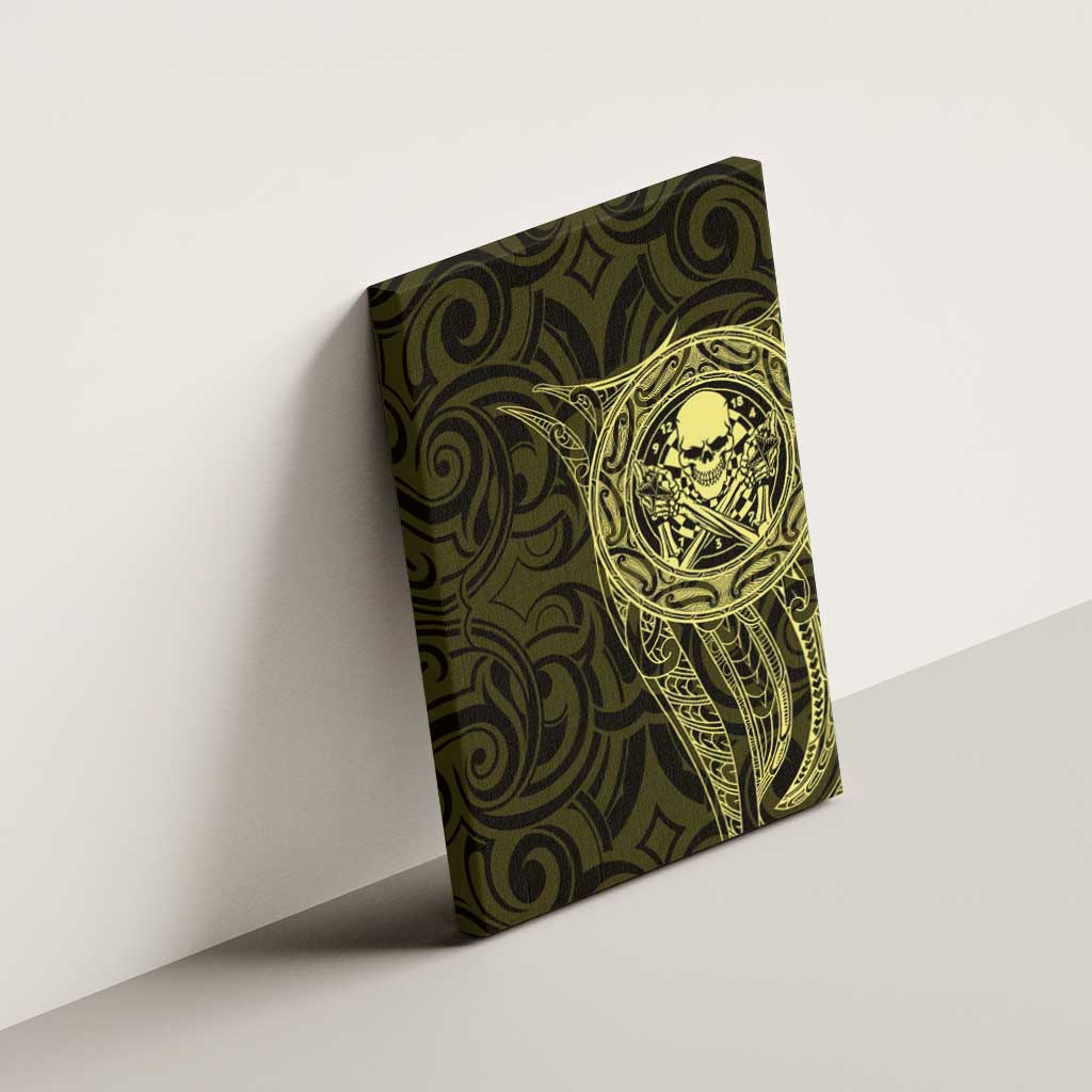 New Zealand Skull Darts Canvas Wall Art Aotearoa Maori Chest Tattoo Stylized Gold - Aussie Hoodie