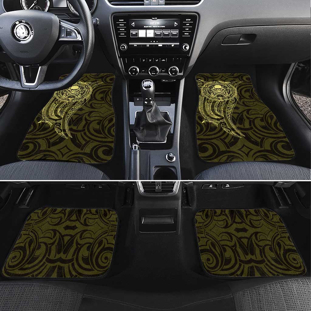 New Zealand Skull Darts Car Mats Aotearoa Maori Chest Tattoo Stylized Gold - Aussie Hoodie