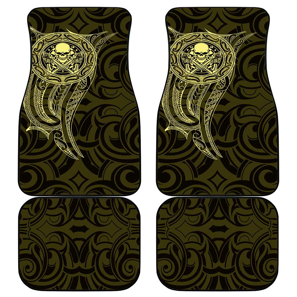 New Zealand Skull Darts Car Mats Aotearoa Maori Chest Tattoo Stylized Gold - Aussie Hoodie