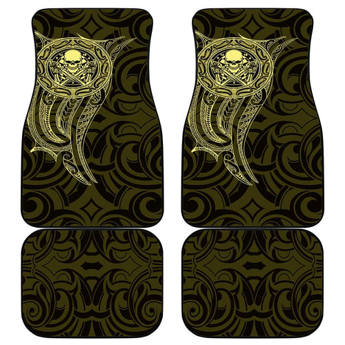 New Zealand Skull Darts Car Mats Aotearoa Maori Chest Tattoo Stylized Gold - Aussie Hoodie