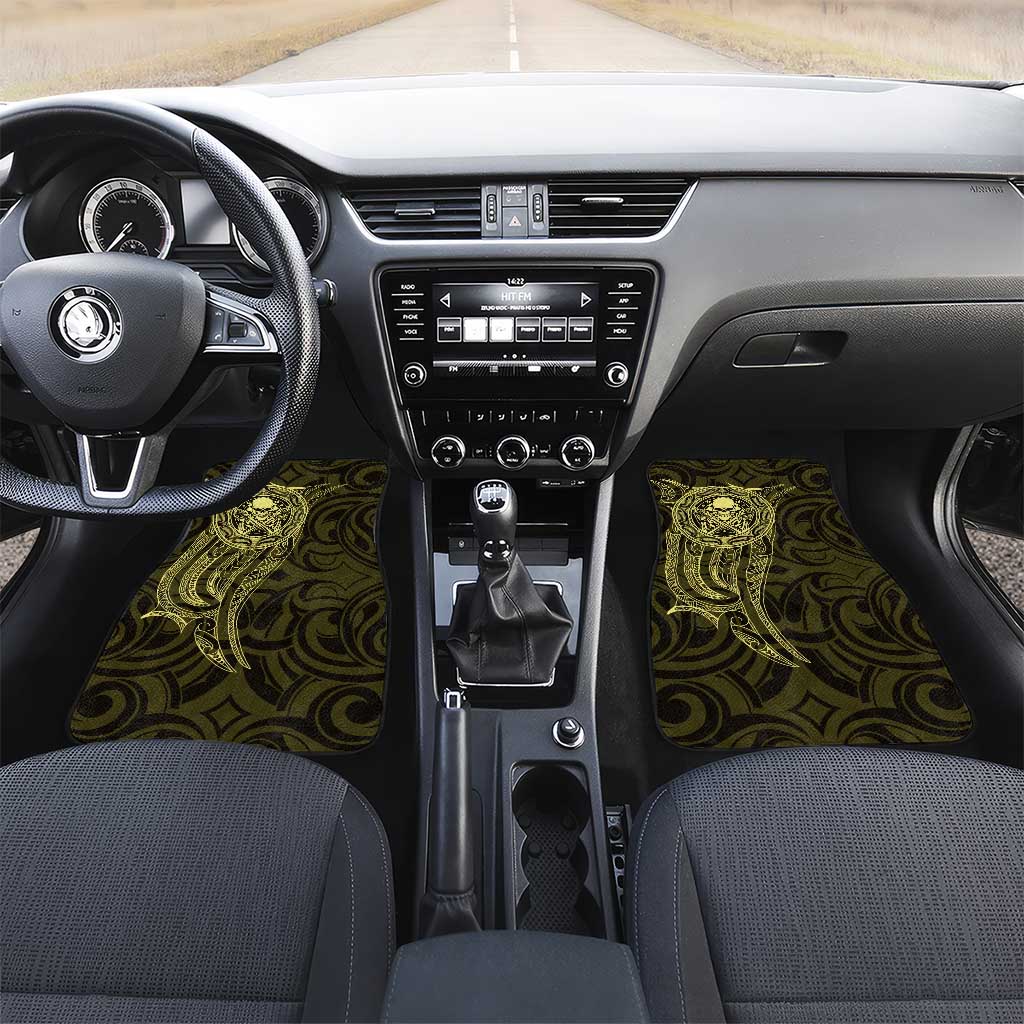 New Zealand Skull Darts Car Mats Aotearoa Maori Chest Tattoo Stylized Gold - Aussie Hoodie