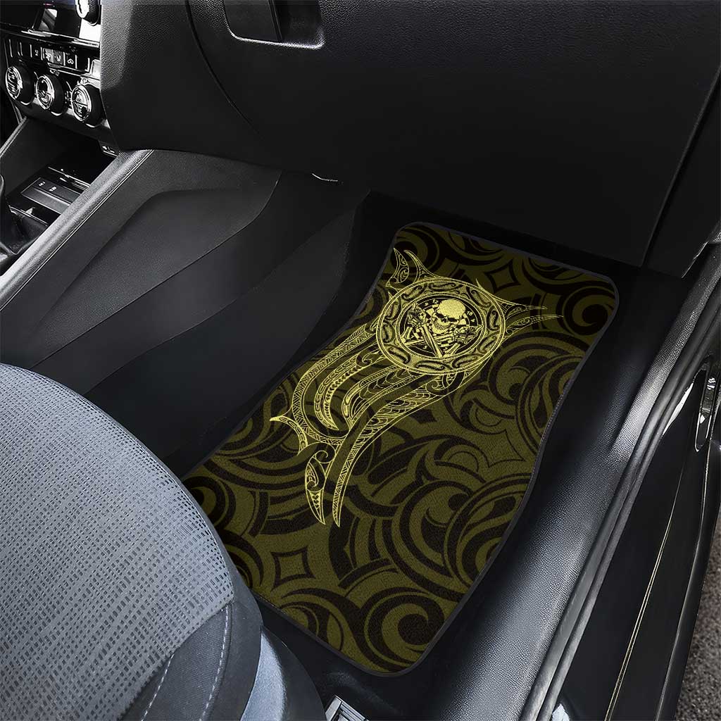 New Zealand Skull Darts Car Mats Aotearoa Maori Chest Tattoo Stylized Gold - Aussie Hoodie