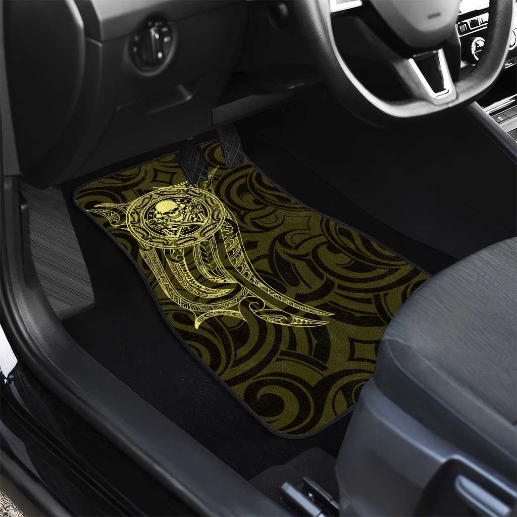 New Zealand Skull Darts Car Mats Aotearoa Maori Chest Tattoo Stylized Gold - Aussie Hoodie