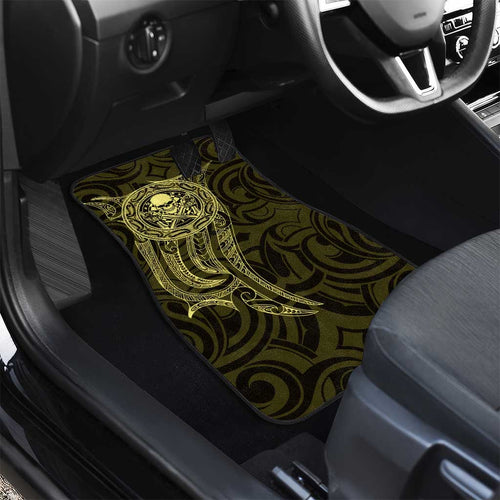 New Zealand Skull Darts Car Mats Aotearoa Maori Chest Tattoo Stylized Gold - Aussie Hoodie