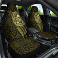 New Zealand Skull Darts Car Seat Cover Aotearoa Maori Chest Tattoo Stylized Gold - Aussie Hoodie