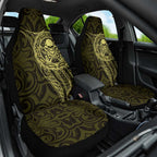 New Zealand Skull Darts Car Seat Cover Aotearoa Maori Chest Tattoo Stylized Gold - Aussie Hoodie