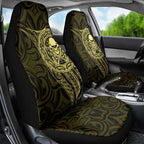New Zealand Skull Darts Car Seat Cover Aotearoa Maori Chest Tattoo Stylized Gold - Aussie Hoodie