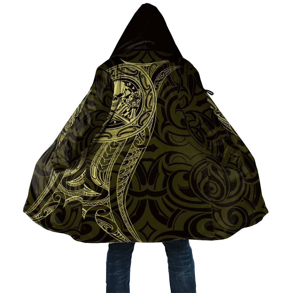 New Zealand Skull Darts Cloak Aotearoa Maori Chest Tattoo Stylized Gold - Aussie Hoodie