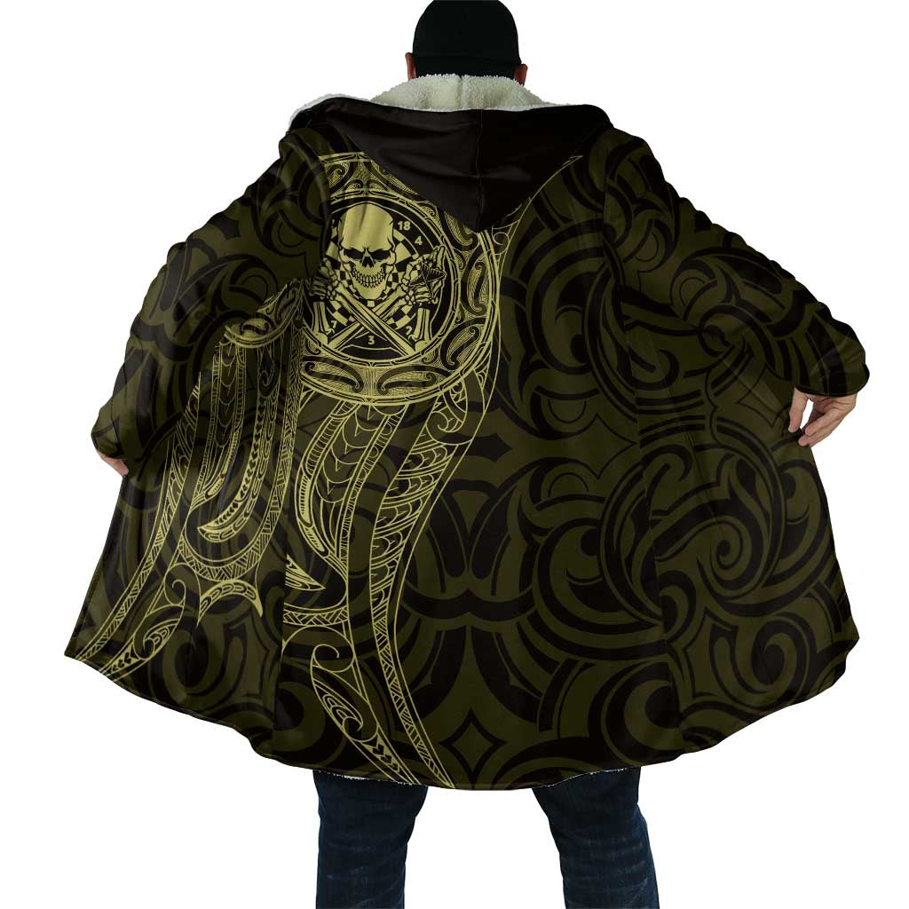 New Zealand Skull Darts Cloak Aotearoa Maori Chest Tattoo Stylized Gold - Aussie Hoodie