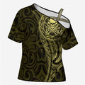 New Zealand Skull Darts Cross Shoulder Shirt Aotearoa Maori Chest Tattoo Stylized Gold - Aussie Hoodie