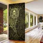 New Zealand Skull Darts Door Cover Aotearoa Maori Chest Tattoo Stylized Gold - Aussie Hoodie