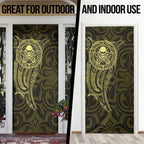 New Zealand Skull Darts Door Cover Aotearoa Maori Chest Tattoo Stylized Gold - Aussie Hoodie