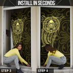 New Zealand Skull Darts Door Cover Aotearoa Maori Chest Tattoo Stylized Gold - Aussie Hoodie
