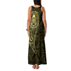 New Zealand Skull Darts Family Matching Tank Maxi Dress and Hawaiian Shirt Aotearoa Maori Chest Tattoo Stylized Gold - Aussie Hoodie