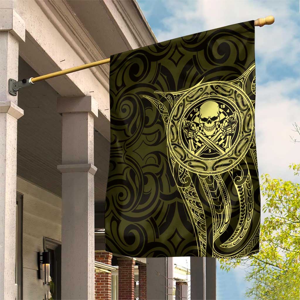 New Zealand Skull Darts Garden Flag Aotearoa Maori Chest Tattoo Stylized Gold - Aussie Hoodie