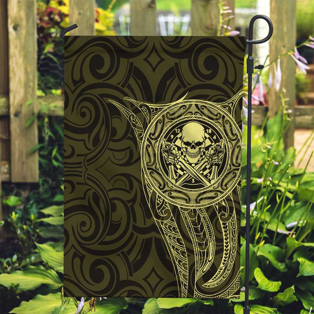New Zealand Skull Darts Garden Flag Aotearoa Maori Chest Tattoo Stylized Gold - Aussie Hoodie