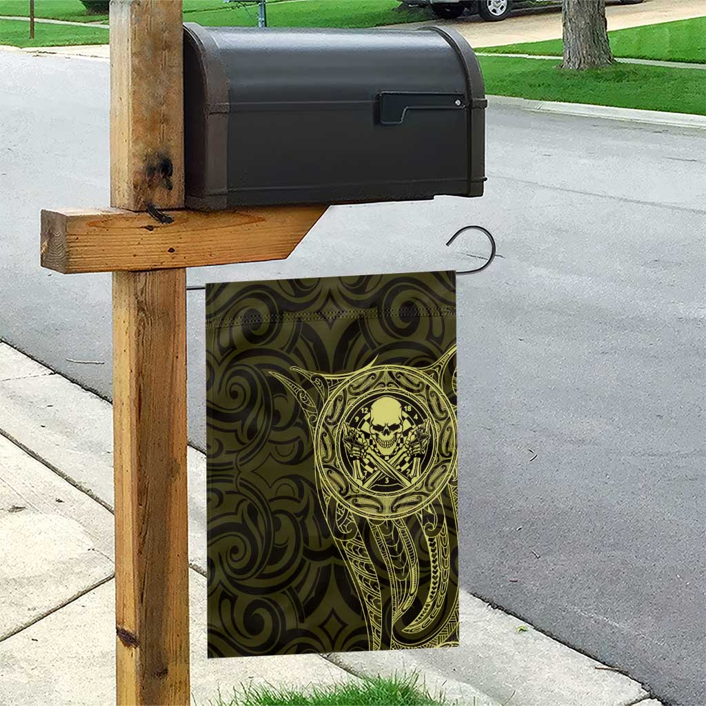 New Zealand Skull Darts Garden Flag Aotearoa Maori Chest Tattoo Stylized Gold - Aussie Hoodie