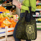 New Zealand Skull Darts Grocery Bag Aotearoa Maori Chest Tattoo Stylized Gold - Aussie Hoodie
